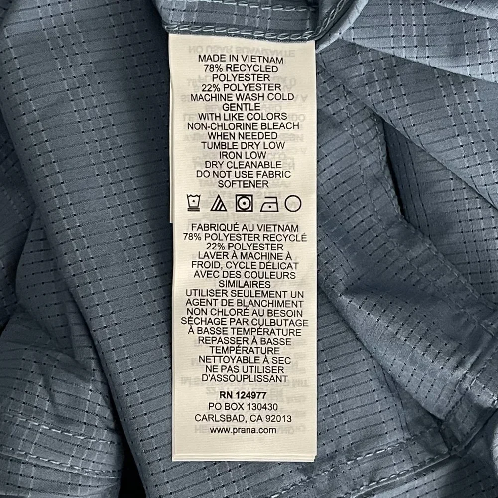 NWT prAna Cayman Shirt Small Blue Note Yarn Dye Melange Woven Check - Picture 13 of 16